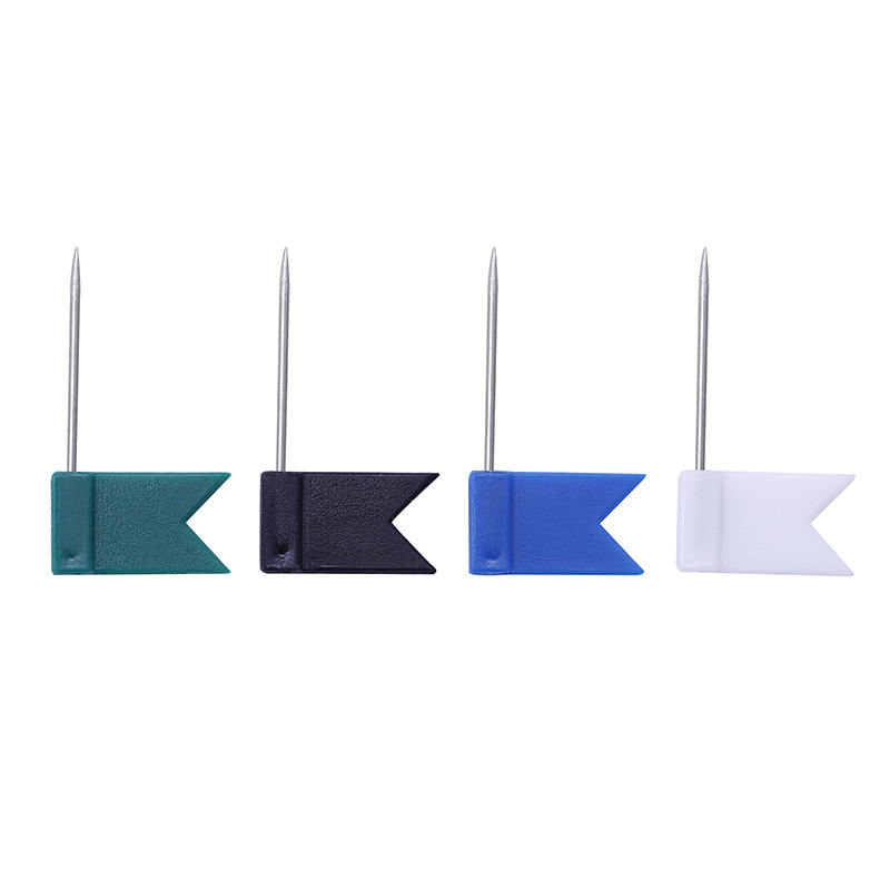 Mixed Colors Flag Shape Push Pins Marker Plastic Stainless Steel Needle Multi-colored Marking Pin Notice Board Cork Needles