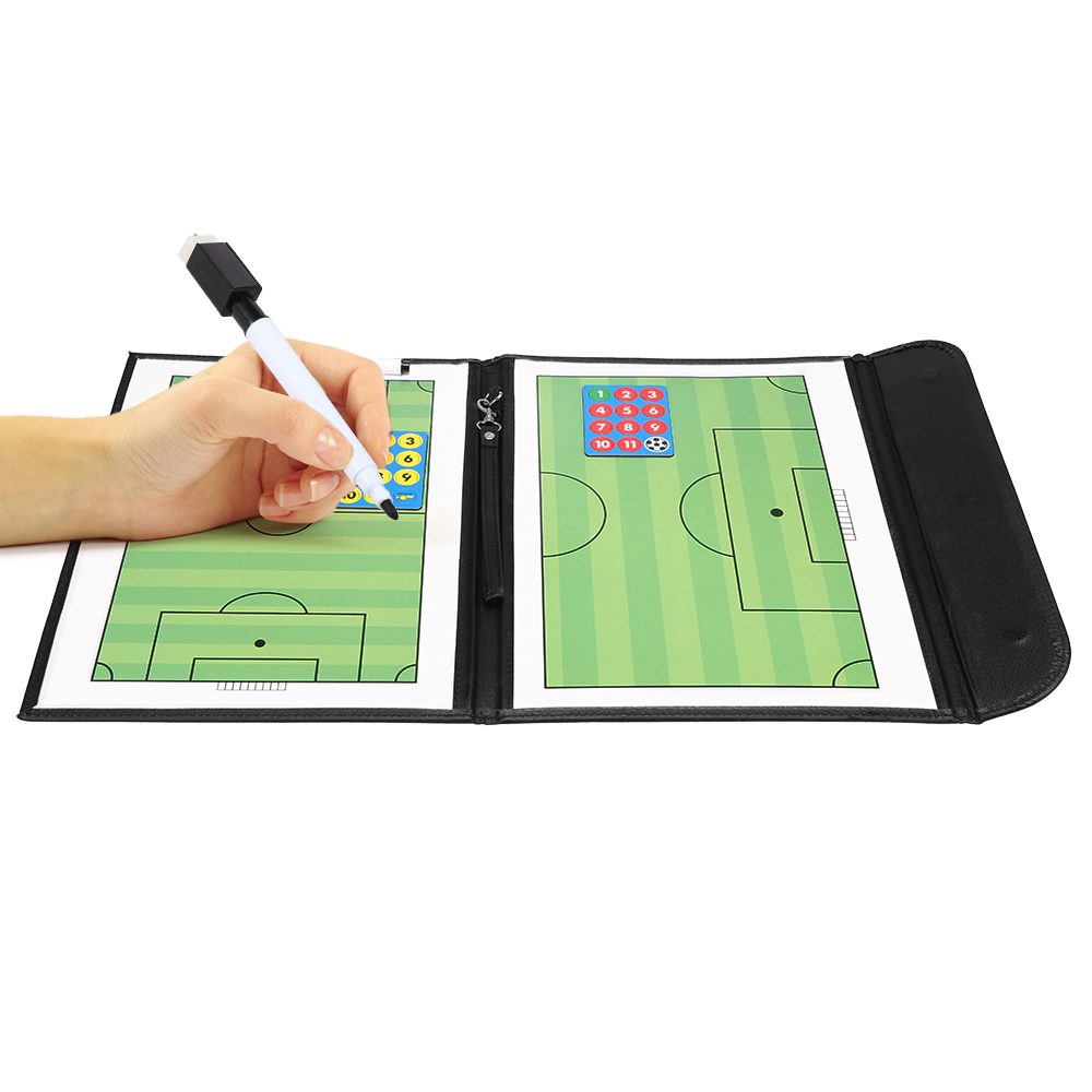 Foldable Football Soccer Magnetic Tactic Board Coaching Strategy Board with Marker Pieces and 2-in-1 Pen Football Training