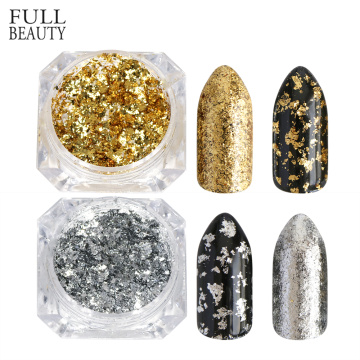 Full Beauty 1 PCS Aluminum Golden Silver Nail Glitter Powder Irregular Mirror DIY Nail Art Decoration Sticker Flake CHCB01-02