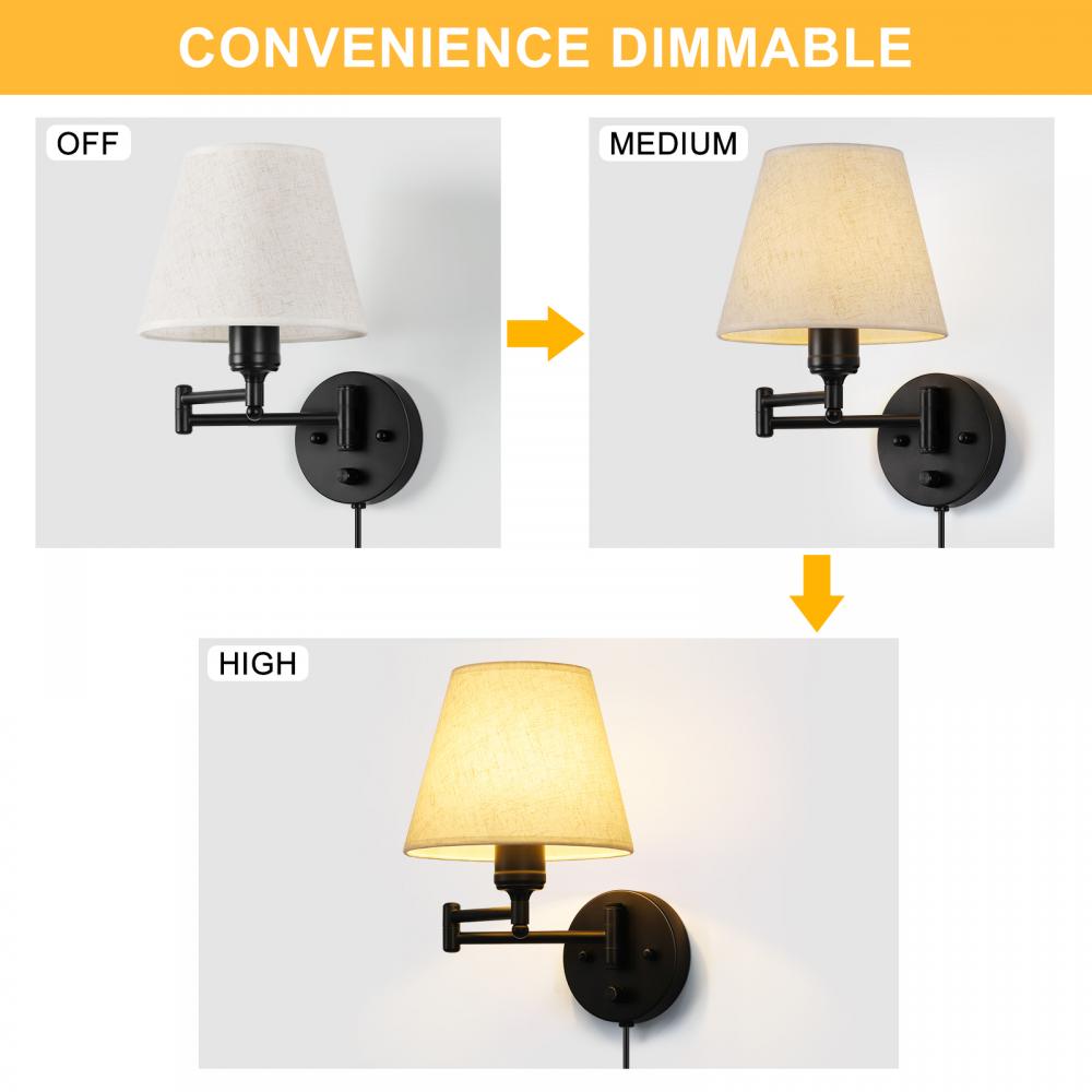 Dimmable Wall Lamp with Fabric Shade