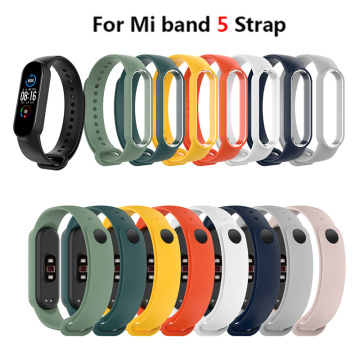 Replacement Strap For Mi Band 5 Strap Silicone Glossy Nail Buckle Replacement Wrist Strap Spot 16 Colors For Xiaomi Bracelet 5