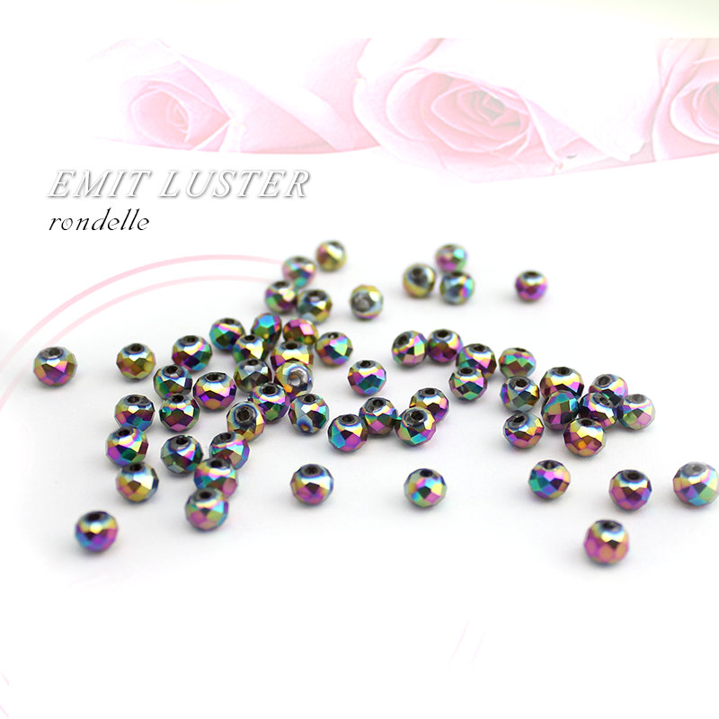 4mm 6mm 8mm plated metal Color faceted glass beads 5040 Rondelle beads jewelry beads for bracelet necklace Jewelry Making DIY