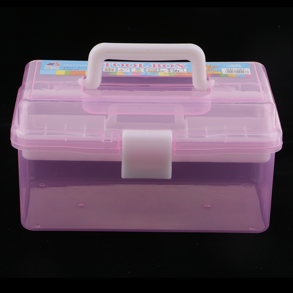 2 Layer Plastic Sewing Jewelry Painting Tools Box Storage Box Organizer Pink/Blue Jewelry Tools Accessories