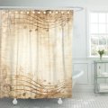 Brown Vintage Old Music Sheet Musical Notes Yellow Page Shower Curtain Waterproof Polyester Fabric 72 x 72 Inches Set with Hooks