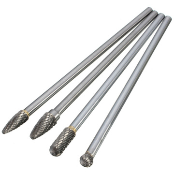 4Pcs Long Reach Rotary Burr Double Cut Tungsten Carbide Bit 1/4 Inch Shank 6 Inch Set