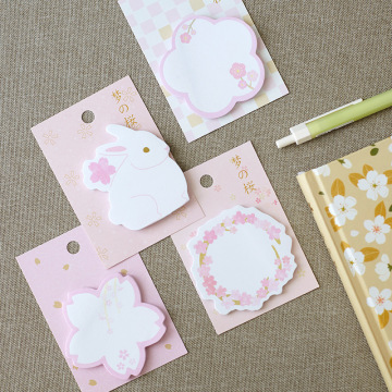 New Creative Fresh Cherry Blossom MSG Notes N Times Stickers 30 Sheets Sakura Cartoon Rabbit Meno Pad Office School Stationery