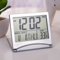 Folding LED Digital LCD Alarm Clock Desk Table Weather Temperature Travel Mini Flip Over Electronic Clock Snooze Function