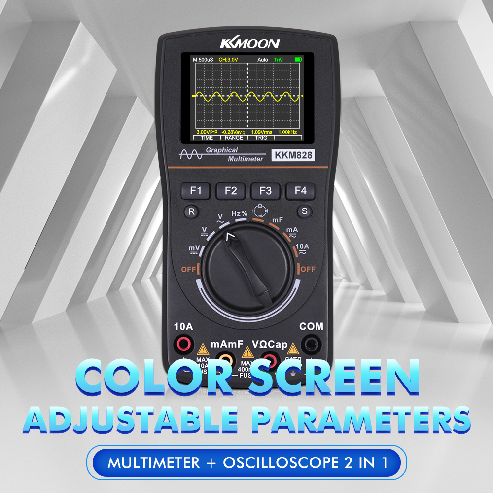 KKmoon Oscilloscope High Definition Intelligent Graphical Digital Oscilloscope Multimeter 2 in 1 with 2.4 Inches Color Screen
