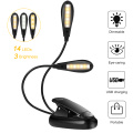 Adjustable Double LED Reading Light, 14 LED USB Rechargeable and Eye-care Book Light, Flexible Clip Reading Lamp in B