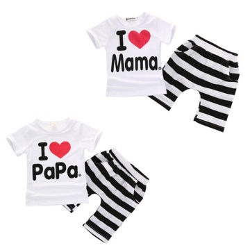 Pudcoco Babys Clothes 9M-24M 2PCS Toddler Baby Girl Boy T-shirt Tee+Striped Pants Shorts Outfits Kids Clothes