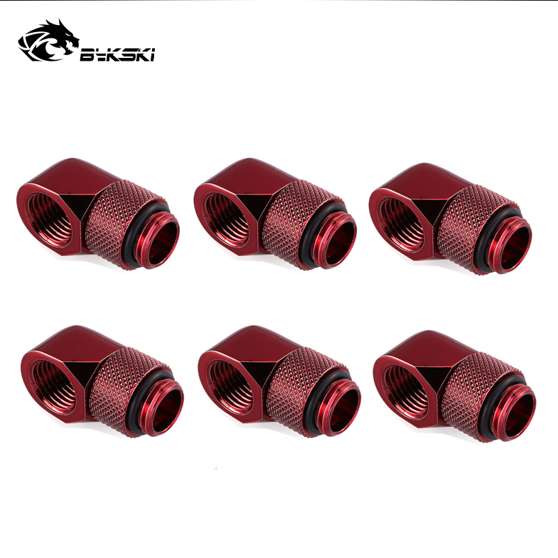 6pcs/lot G1/4'' 90 Rotary Compression fitting 90 degree Rotary Fitting water cooling Adaptors Metal Connector