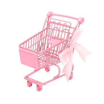 1PC Mini Shopping Cart Iron Small Desktop Photo Props Storage Basket Sundries Holder Trolly for Shop Home