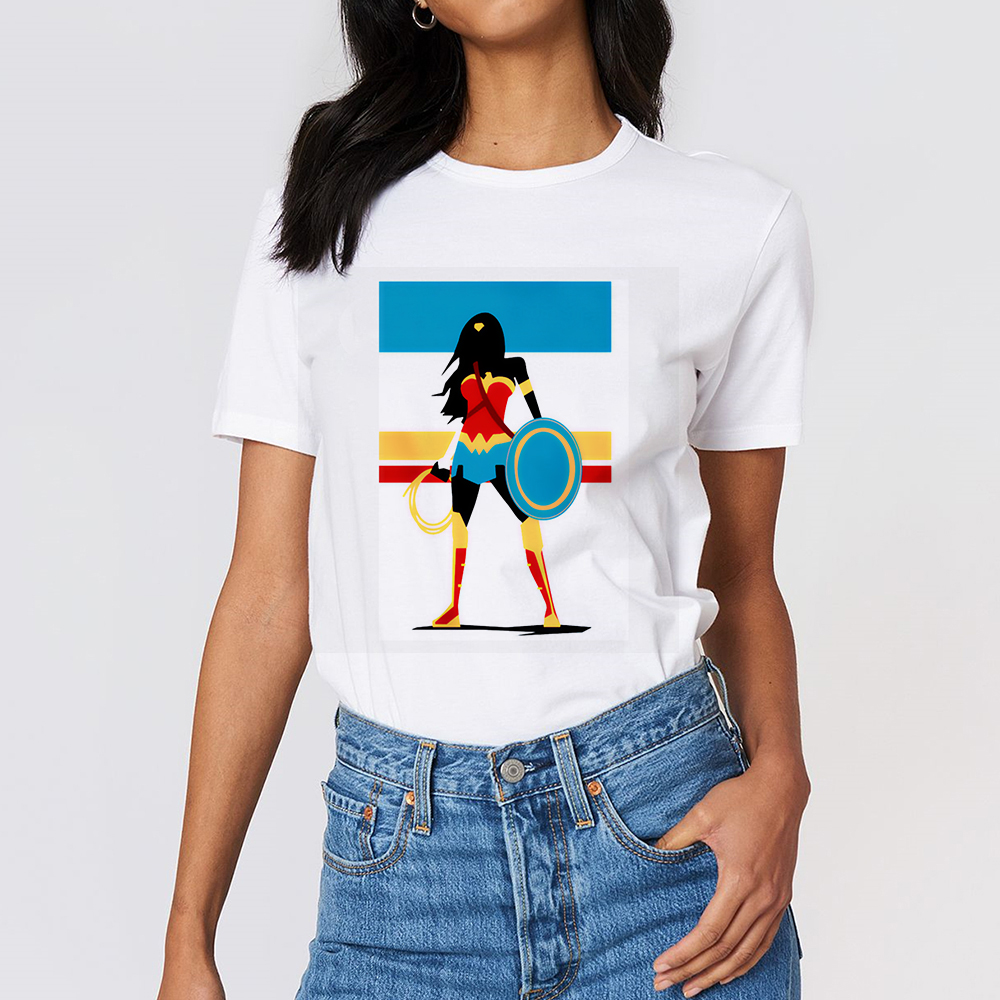 Women's Wonder Women Print Harajuku Tshirt Punk Hip Hop Girl Top T-shirt O-collar Short Sleeve T-shirt Hipster Graphic T Shirt 