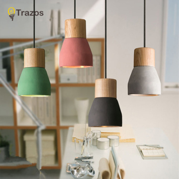 American Country Style cement Pendant Light 120cm wire E27 / E26 Socket Droplight 4 colors wood indoor Decoration Hanging Lamp