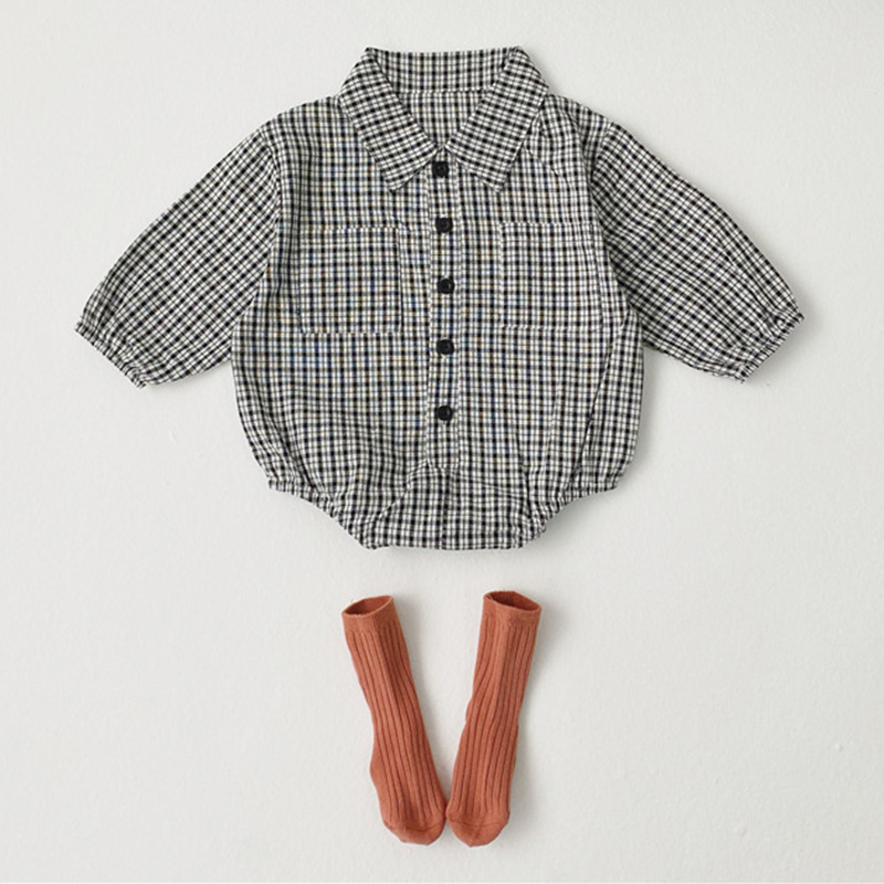 Baby Boy Clothes Baby Romper Newborn Baby Girls Jumpsuit Spring Plaid Shirt Style Long sleeve Baby Clothes