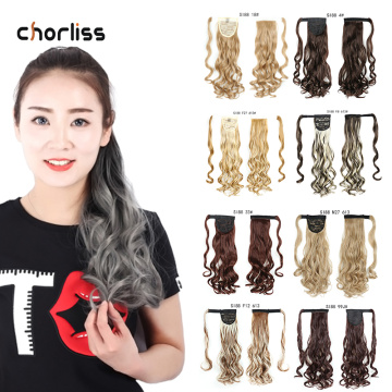 Long Wavy Synthetic Ponytail Synthetic Clip in Drawstring Ponytail Hairpieces for Women Hair Extension High Temperature Fiber