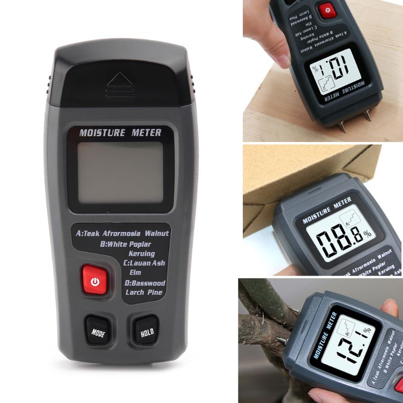 EMT01 Two Pins Digital Wood Moisture Meter 0-99.9% Wood Humidity Tester With LCD G88A