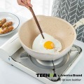 TEENRA 20Cm Maifan Stone Wok Non-stick Pan Aluminum Frying Pans Japanese Household Wok Kitchen Breakfast Pot