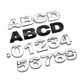 3D Metal Alphabet Silver Badge Chrome Silver Letters Numbers Logo Car Stickers Automobiles Car Accessories Stickers Decoration