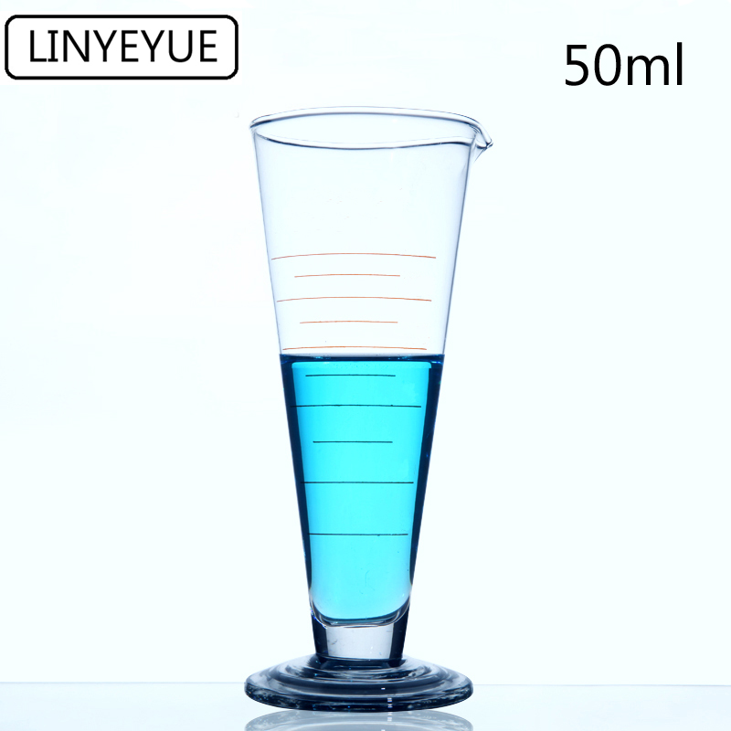 LINYEYUE 50mL Graduate Conical Glass Measuring Cup Measuring Glass Triangle Beaker Laboratory Cylinder Chemistry Equipment
