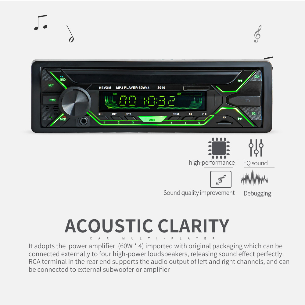 Car Radio Stereo Player 3010 Autoradio Aux Input Receiver 1din Bluetooth Stereo Radio MP3 Multimedia Player Support FM/WMA/USB