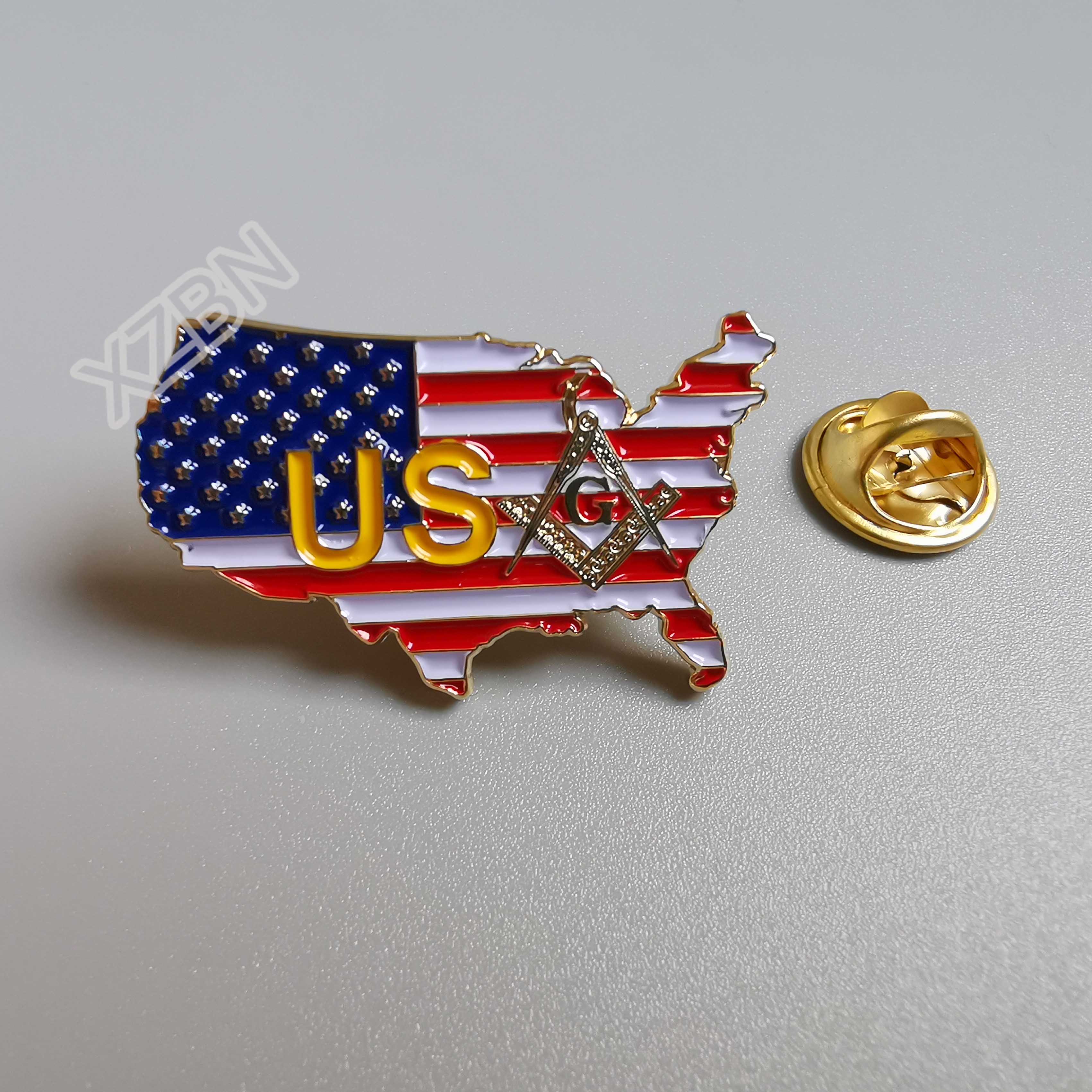 Masonic Lapel Pins Badge Mason Freemason B76 USA State Flag Map 3.1cm