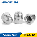 NINDEJIN 5/50pcs Acorn Cap Nut M3 M4 M5 M6 M8 M10 M12 M14 M16 M18 Stainless Steel Decorative Cap Nuts Caps Covers