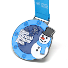 Custom snowman virtual winter run medal