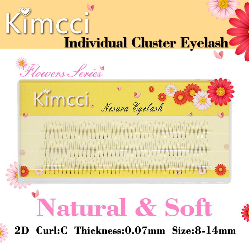Kimcci Professional Cluster Eyelashes Extension Individual Grafting Natural Soft Light Handmade False Mink Lashes Makeup Cilia