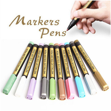 10 Colors /Lot Metallic Markers Paints Pens Art Permanent Writing Markers for Paper Stone Glass Wall Scrapbook Craft Supplies