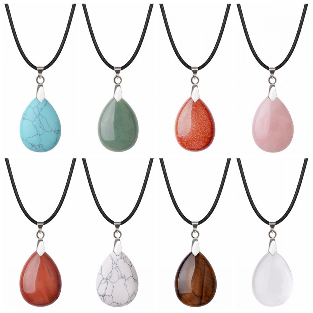 Howlite 25x35mm Teardrop Pendant Necklace women Men