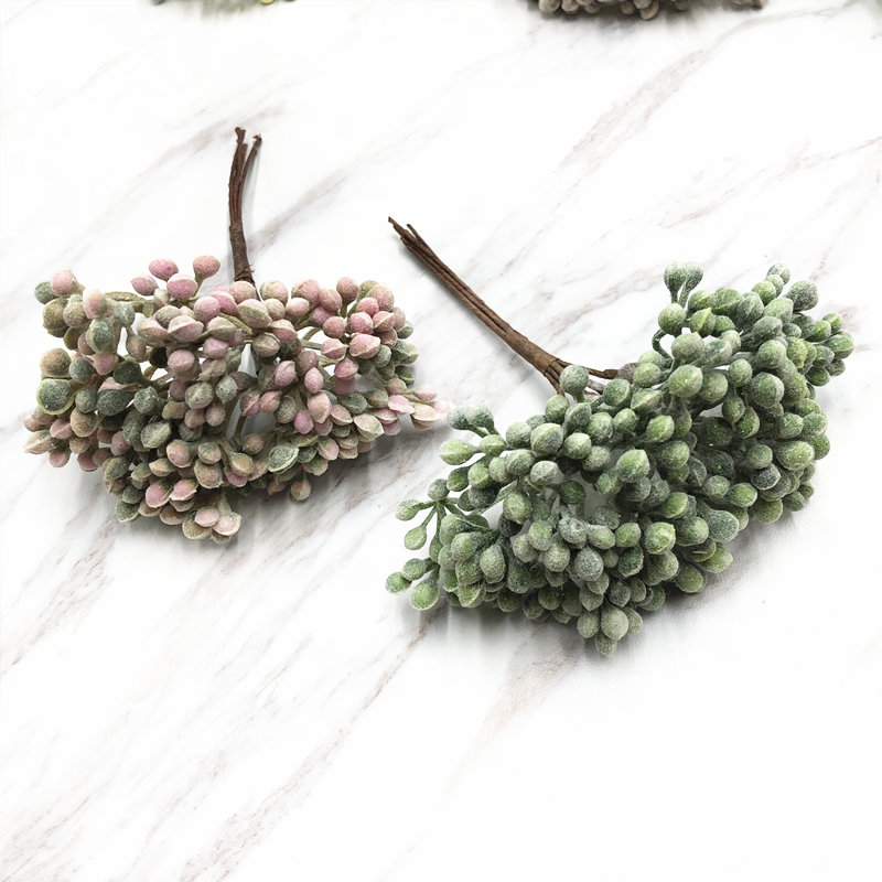 YOOROMER 6pcs plant small particles fake grass bouquet artificial flowers home wreath DIY scrapbook wedding Christmas decoration