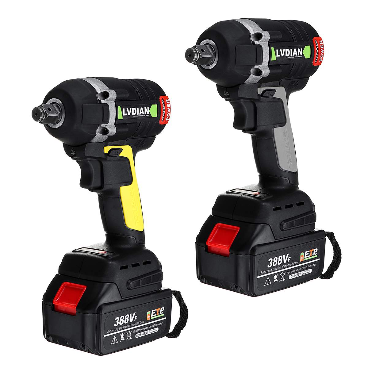 388VF Cordless Electric Impact Wrench 630N.m 19800mAh Li Battery Brushless Impact Hand Drill Installation LED Light Power Tools