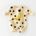 Autumn Baby Romper Baby Dot Banana Print Thicken Long Sleeve Toddler Jumpsuit Kids Boys And Girls Clothes