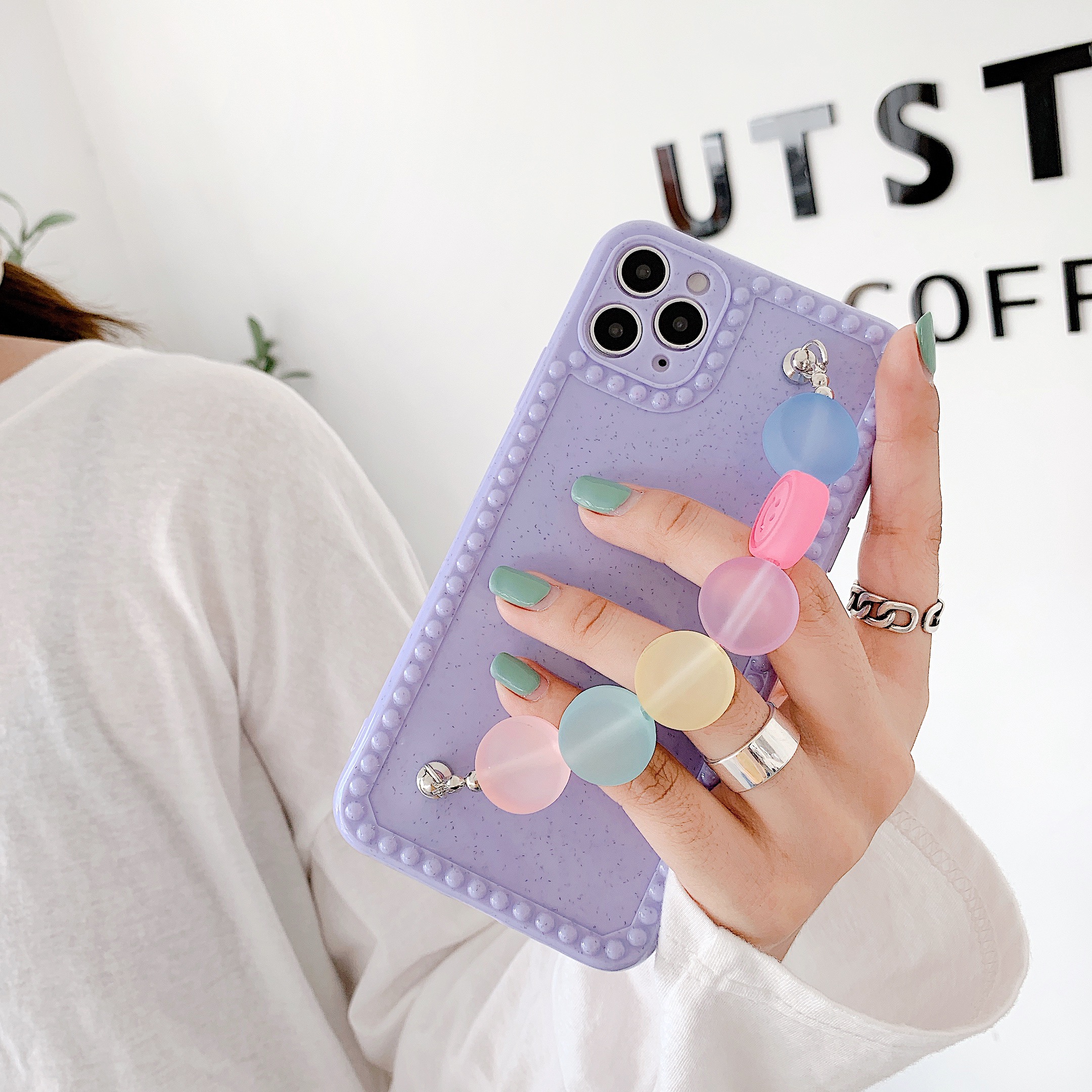 Fresh Korea Cute Candy Color Love heart Bracelet Phone case for iphone X XR XS 11 12mini pro MAX 7 8 plus back soft cover fundas