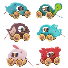 Baby Cartoon Animal Car Pull Rope Toys Toddler Kids Early Educational Gifts Drag Vehicles Rattles