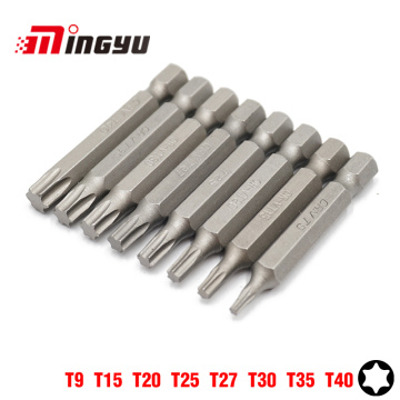 MING YU 8PCS 50MM Tor T9 T15 T20 T25 T27 T30 T35 T40 Household Screwdriver Set Portable Dismountable Screw Assembly