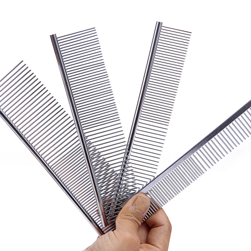 1 Pcs Stainless Steel Dog Comb Silver Long Thick Pets Dog Cat Grooming Combs For Shaggy Dogs Barber