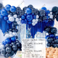 160Pcs Diy Balloons Garland Arch Metallic Silver Dark Blue Globos 1St Birthday Wedding Anniversary Party Decoration Baby Shower