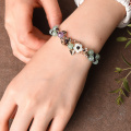Natural Jade Beads Bracelets Bangle For Women Hand Braided Vintage Punk Inspirational Flowers Bracelets With Garnet