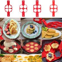 Silicone 4 Hole DIY Pancake Maker Bake Cake Mold Kids Mini Egg Tools Egg Cooker Pan Flip Eggs Mold Kitchen Baking Accessories