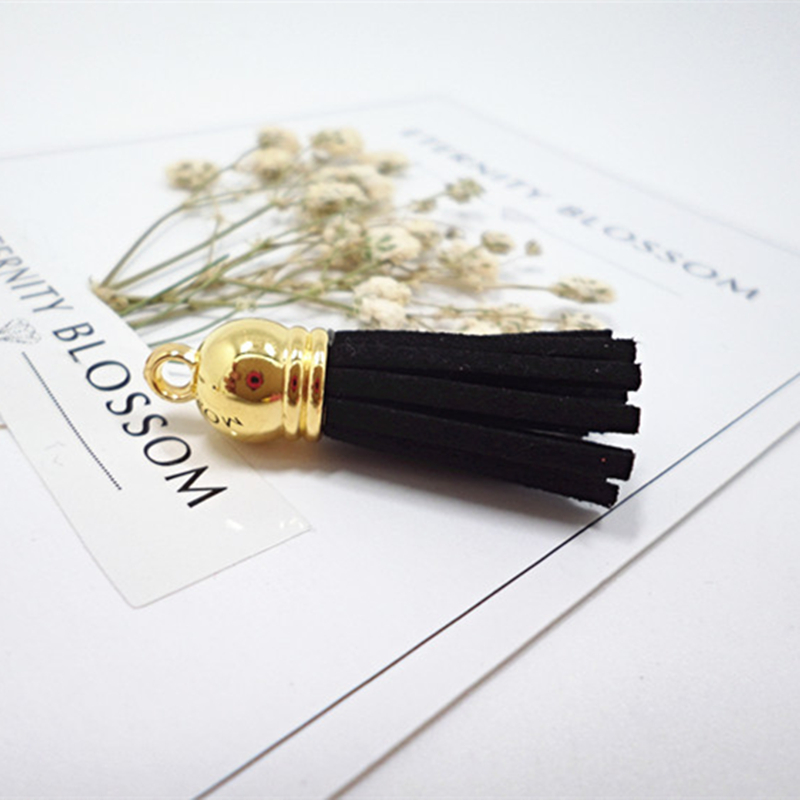 30PC Mini Gold Hat Faux Leather Tassels Pendant Jewelry Garment Decorative Accessories Key Bag Pendant DIY Craft Tassel Fringe