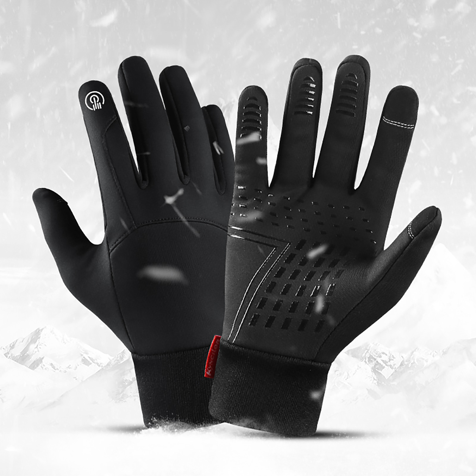 Winter Black Goves Mens Ladies Winter Accessories Running Gloves Thermo Waterproof Windproof Full-finger Sports Mittens #YJ