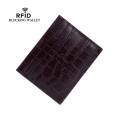 Split Cow Leather RIFD Card Wallets ID Card Holder Crocodile Pattern Vintage High Quality Coin Purse Short Slim Men Wallets