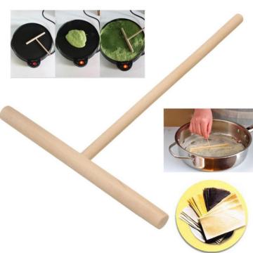 1PC T Shape Wooden Rake Strong and Durable Round Batter DIY Pancake Crepe Spreader Home Pie Tools Suit for Any Flat Baking Tools