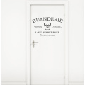 Buanderie French Wall Decal for Laundry Room Utility Room Decoration Wash Dry Fold Repeat Sign Door Wall Decal Removable D669