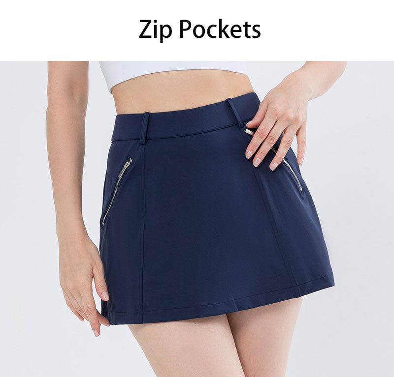 Women Golf Skirts With Zipper Pocket