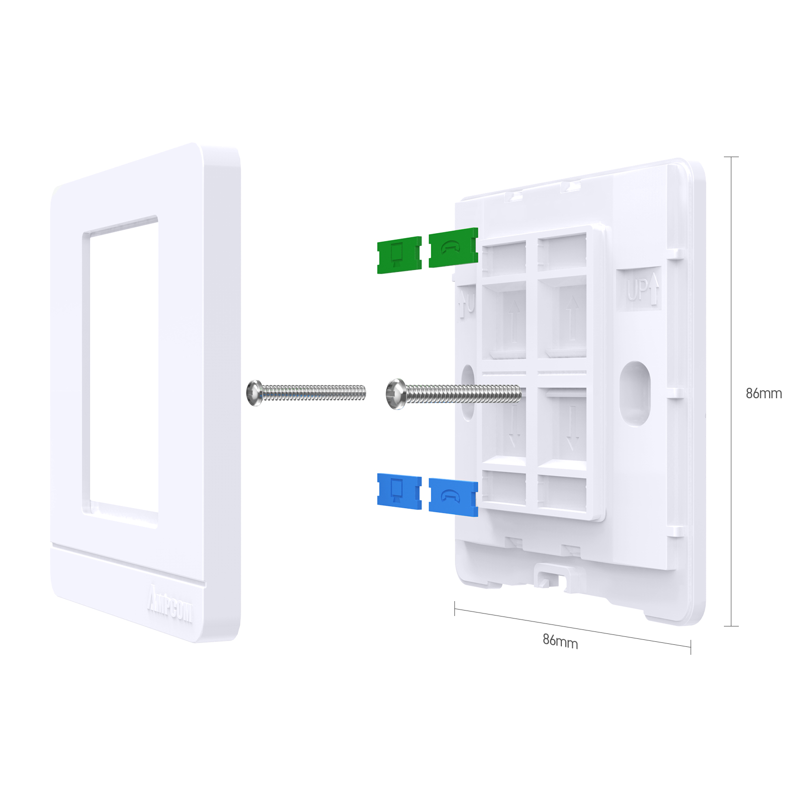 AMPCOM 86 Type Faceplate Computer Socket Panel Network Module Keystone Jack RJ45 Modular Coupler Wallplate Connector Adapter