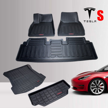 TPO Rubber car Floor mats Trunks mat For Tesla Model S 2014-2018 2019 Car accessories All Weather Waterproof foot floor mats