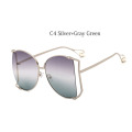 2021 New Brand Pearls Half Round Sunglasses Women Fashion Big Frame Gradient Sun Glasses Female Oculos Unisex Eyewear